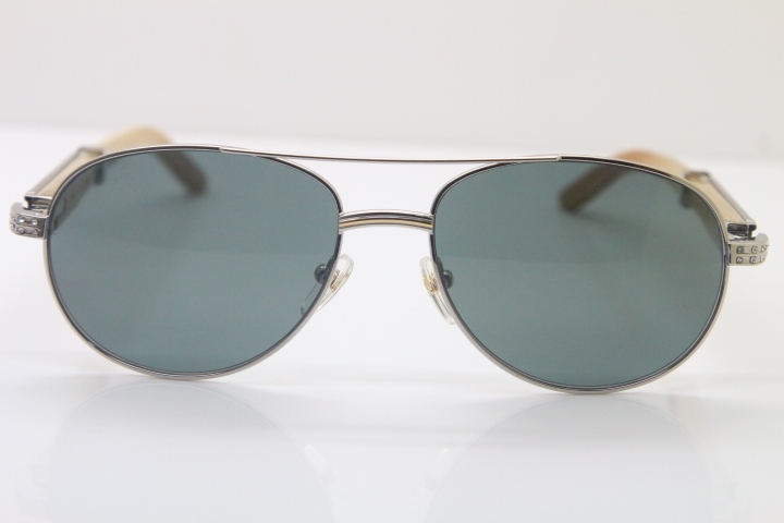 Cartier CT Diamond 569 White Genuine Natural Original Buffalo horn Sunglasses Gold Dark Lens