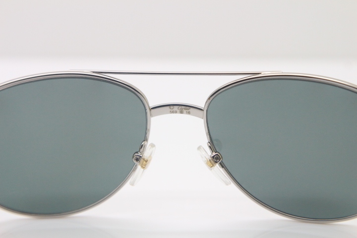 Cartier CT Diamond 569 White Genuine Natural Original Buffalo horn Sunglasses Gold Dark Lens