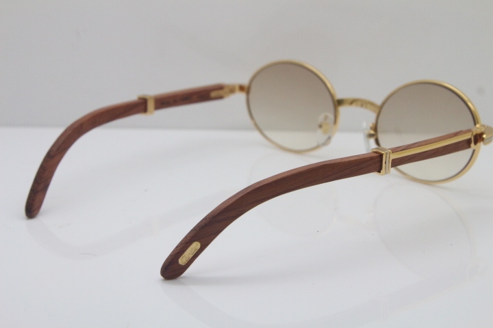 Cartier Hot 7550178 Wood Sunglasses Vintage Unisex Original Sun Glasses  Wholesale 18K Gold Sunglasses Size:55