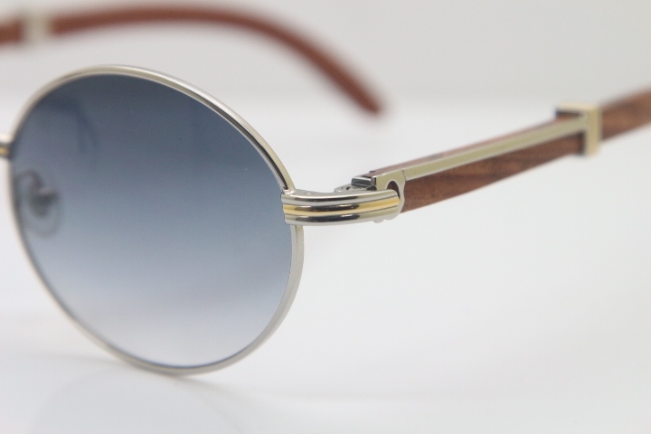 Cartier Hot Unisex 7550178 Wood 18K Gold Sunglasses Vintage Sun Glasses Size:57