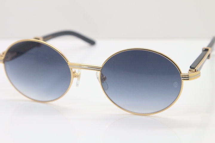 Wholesale Cartier CT 7550178 Vintage Sunglasses Original Black Buffalo horn Sun Glasses in Size:57