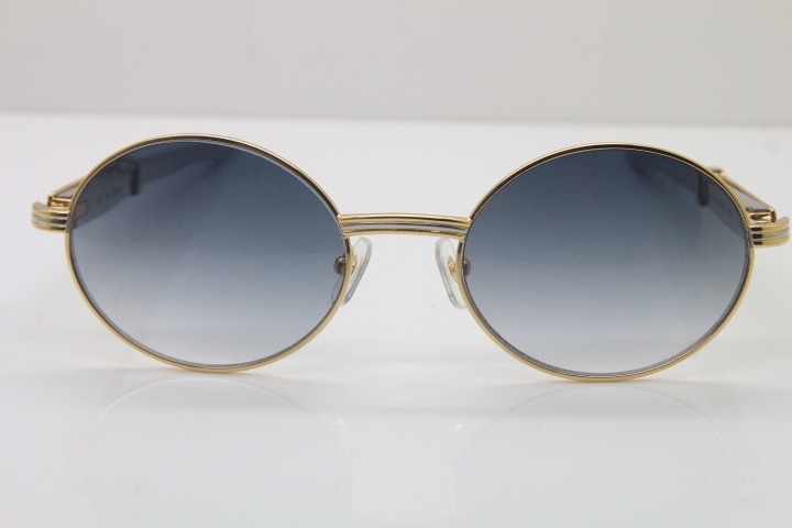 Cartier 7550178 Sunglasses Vintage Sun Glasses Original Stainless Steel Blue Smaller/Big Stones Sunglasses in Silver Gray Lens