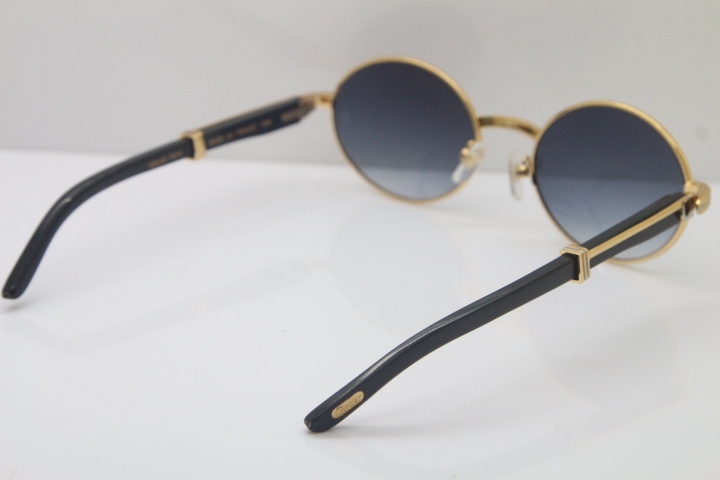 Wholesale Cartier CT 7550178 Vintage Sunglasses Original Black Buffalo horn Sun Glasses in Size:57