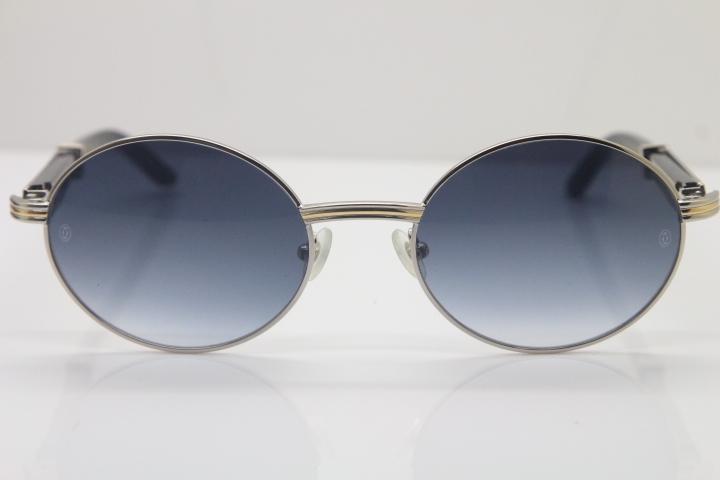 Wholesale Cartier CT 7550178 Vintage Sunglasses Original Black Buffalo horn Sun Glasses in Size:57