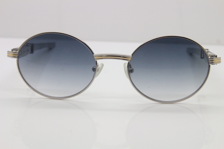 Cartier 7550178 Sunglasses Vintage Sun Glasses Original Stainless Steel Blue Smaller/Big Stones Sunglasses in Silver Gray Lens