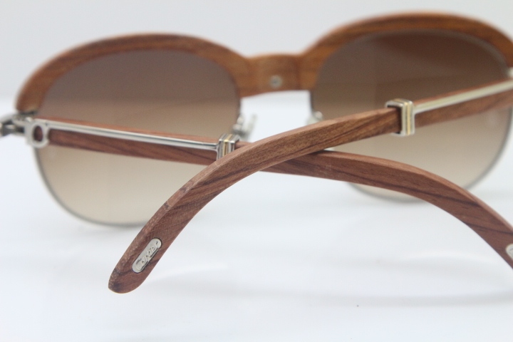 Cartier Hot Carved Wood Trimming Lens 1116443 Wood Sunglasses in Gold Brown Lens