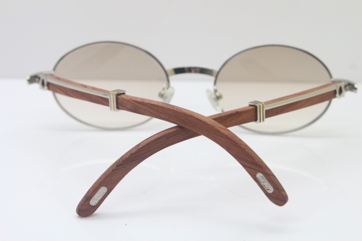 Cartier Hot Unisex 7550178 Wood 18K Gold Sunglasses Vintage Sun Glasses Size:57