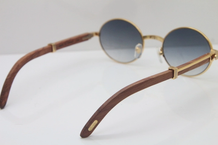 Cartier Hot 7550178 Wood Sunglasses Vintage Unisex Original Sun Glasses  Wholesale 18K Gold Sunglasses Size:55