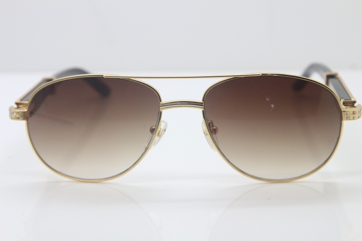 Carter CT Smaller/Big Stones 569 Genuine Natural Original Black Buffalo horn Sunglasses Gold Brown Lens