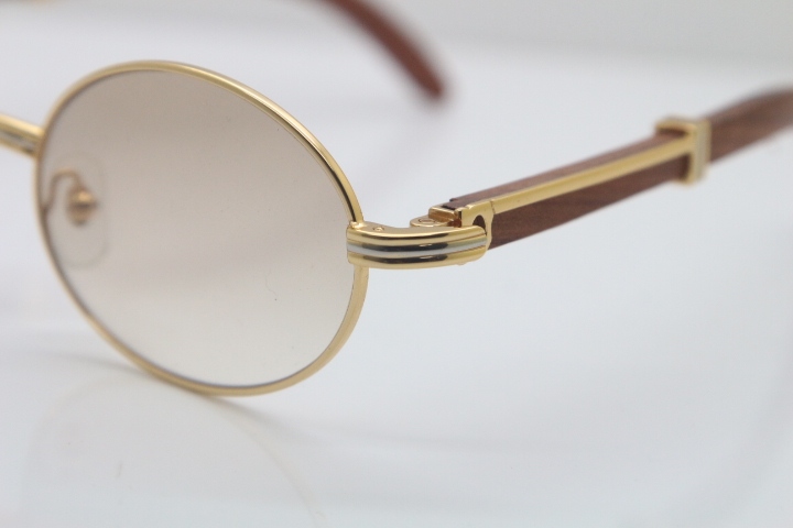 Cartier Hot Unisex 7550178 Wood 18K Gold Sunglasses Vintage Sun Glasses Size:57