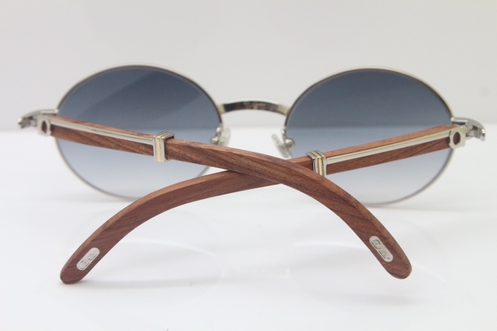 Cartier Hot 7550178 Wood Sunglasses Vintage Unisex Original Sun Glasses  Wholesale 18K Gold Sunglasses Size:55