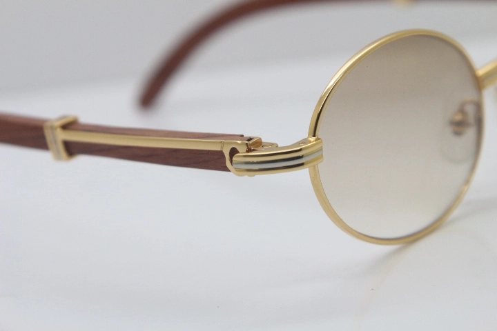 Cartier Hot 7550178 Wood Sunglasses Vintage Unisex Original Sun Glasses  Wholesale 18K Gold Sunglasses Size:55