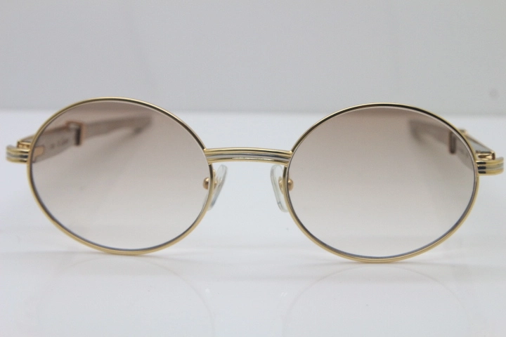 Cartier 7550178 luxury brand 18K Gold sunglasses Vintage Sun Glasses Original Stainless Steel Blue Smaller/Big Stones Sunglasses in Gold Brown Lens