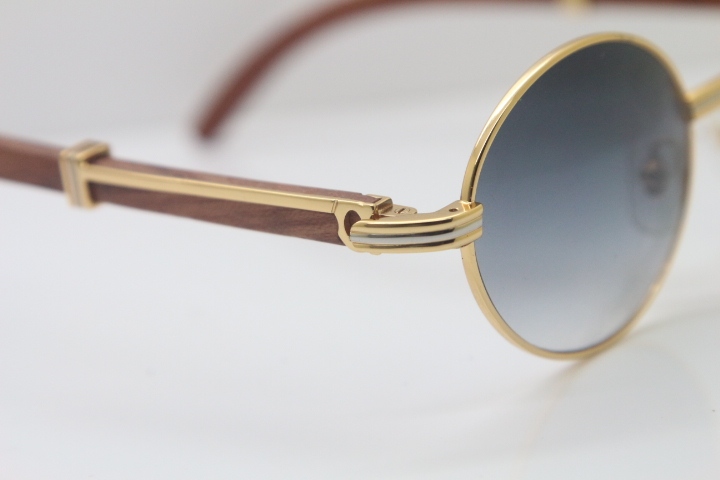 Cartier Hot 7550178 Wood Sunglasses Vintage Unisex Original Sun Glasses  Wholesale 18K Gold Sunglasses Size:55