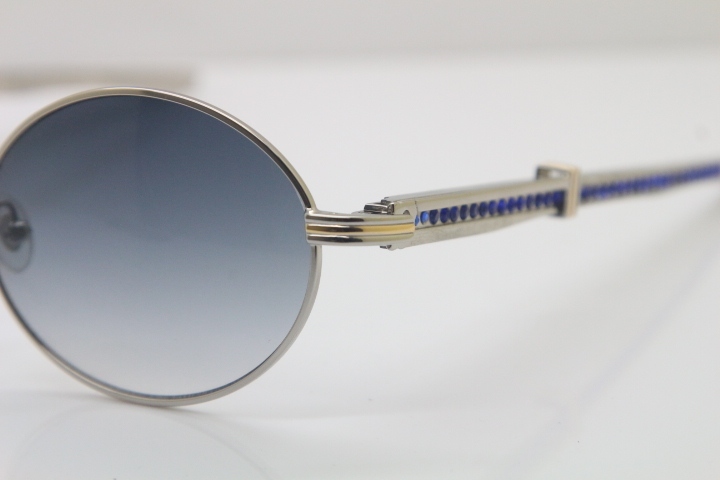 Cartier 7550178 luxury brand 18K Gold sunglasses Vintage Sun Glasses Original Stainless Steel Blue Smaller/Big Stones Sunglasses in Gold Brown Lens