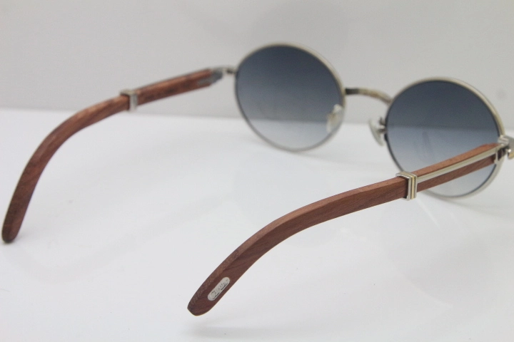 Cartier Hot Unisex 7550178 Wood 18K Gold Sunglasses Vintage Sun Glasses Size:57