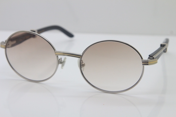 Wholesale Cartier CT 7550178 Vintage Sunglasses Original Black Buffalo horn Sun Glasses in Size:57