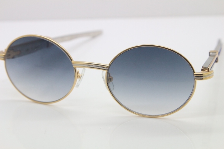 Cartier 7550178 Sunglasses Vintage Sun Glasses Original Stainless Steel Blue Smaller/Big Stones Sunglasses in Silver Gray Lens