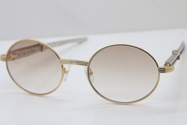 Cartier 7550178 luxury brand 18K Gold sunglasses Vintage Sun Glasses Original Stainless Steel Blue Smaller/Big Stones Sunglasses in Gold Brown Lens