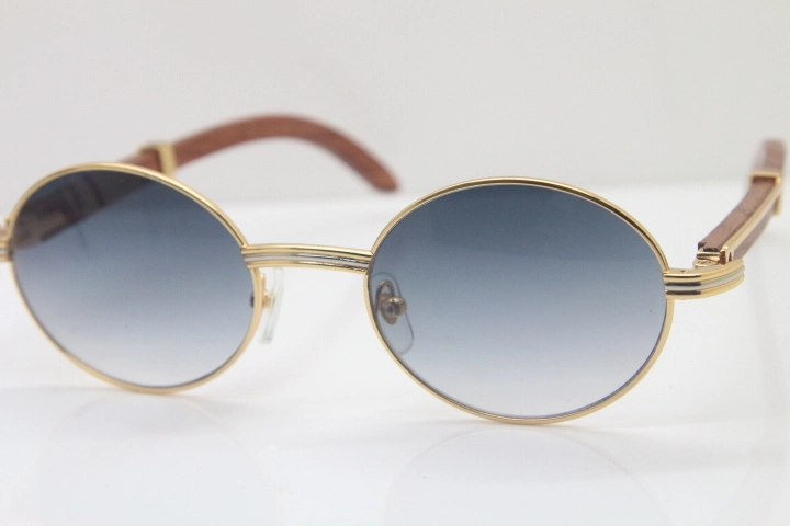 Cartier Hot 7550178 Wood Sunglasses Vintage Unisex Original Sun Glasses  Wholesale 18K Gold Sunglasses Size:55