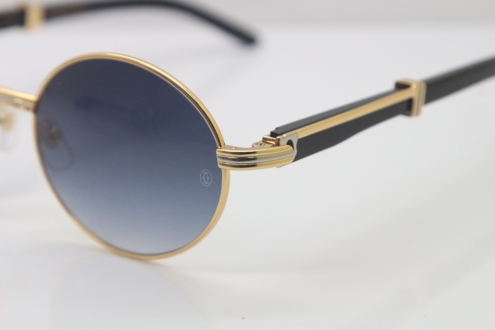 Wholesale Cartier CT 7550178 Vintage Sunglasses Original Black Buffalo horn Sun Glasses in Size:57