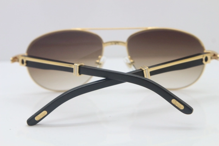 Cartier CT 569 Genuine Natural Original Black Buffalo horn Sunglasses Gold Brown Lens