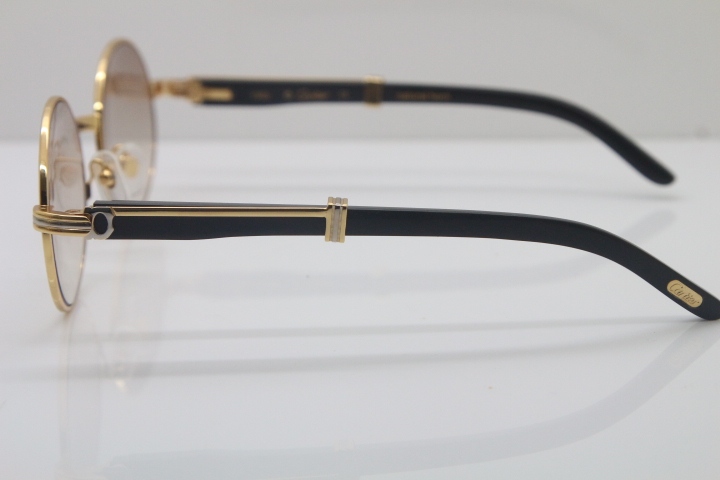 Wholesale Cartier CT 7550178 Vintage Sunglasses Original Black Buffalo horn Sun Glasses in Size:57