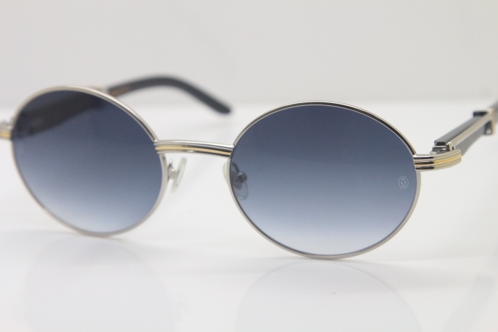 Wholesale Cartier CT 7550178 Vintage Sunglasses Original Black Buffalo horn Sun Glasses in Size:57