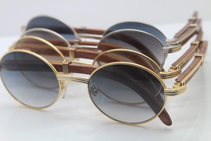 Cartier Hot 7550178 Wood Sunglasses Vintage Unisex Original Sun Glasses  Wholesale 18K Gold Sunglasses Size:55