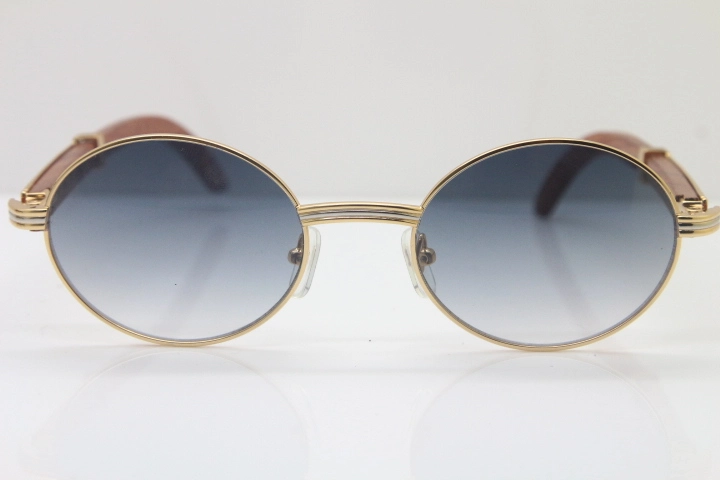 Cartier Hot Unisex 7550178 Wood 18K Gold Sunglasses Vintage Sun Glasses Size:57