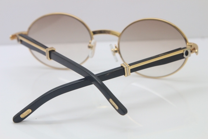 Wholesale Cartier CT 7550178 Vintage Sunglasses Original Black Buffalo horn Sun Glasses in Size:57