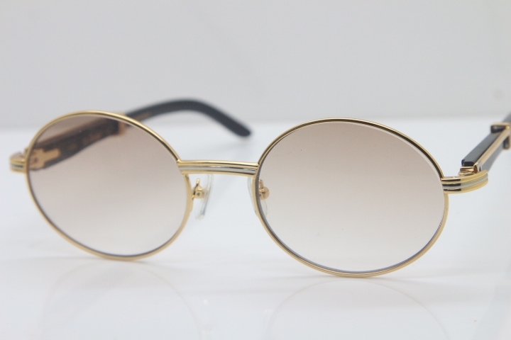 Wholesale Cartier CT 7550178 Vintage Sunglasses Original Black Buffalo horn Sun Glasses in Size:57