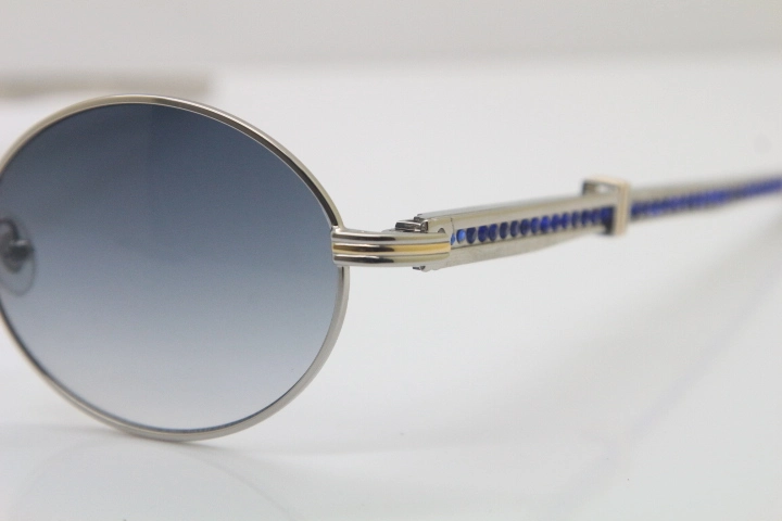 Cartier 7550178 Sunglasses Vintage Sun Glasses Original Stainless Steel Blue Smaller/Big Stones Sunglasses in Silver Gray Lens