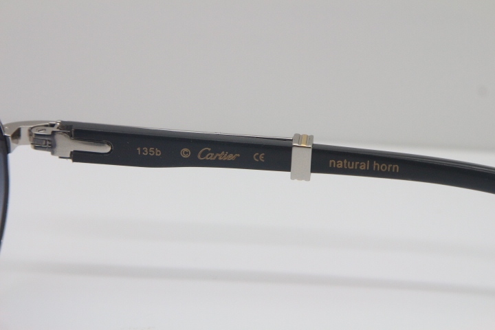 Wholesale Cartier CT 7550178 Vintage Sunglasses Original Black Buffalo horn Sun Glasses in Size:57