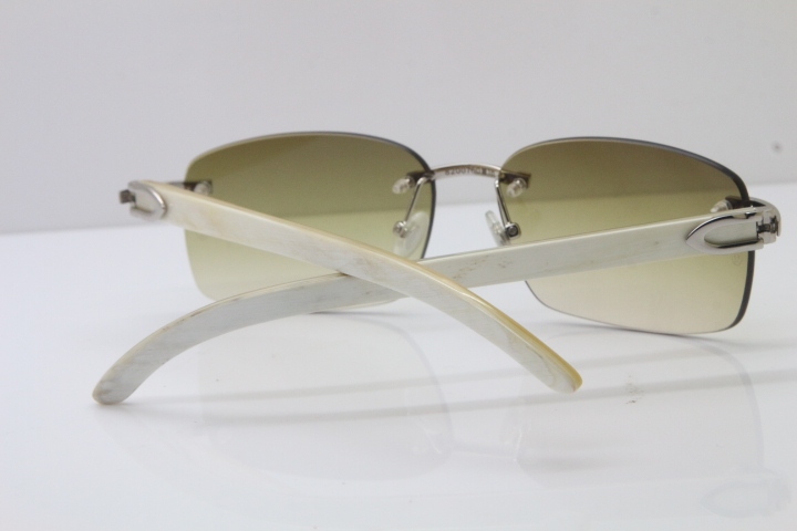 Wholesale Cartier CT 8200759 18K Gold Rimless Sun Glasses White Genuine Natural Sunglasses 8200760 Gold Brown Lens