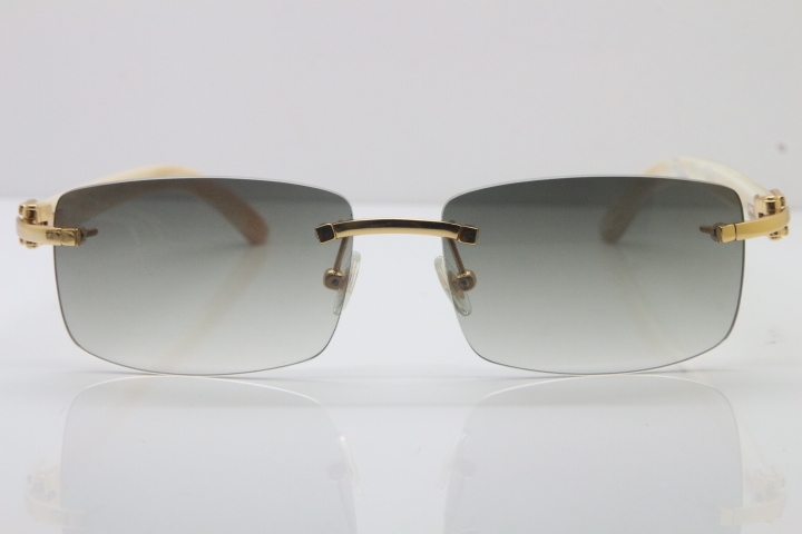 Hot Cartier CT 8200757 Rimless Original White Genuine Natural  Sunglasses Size:56