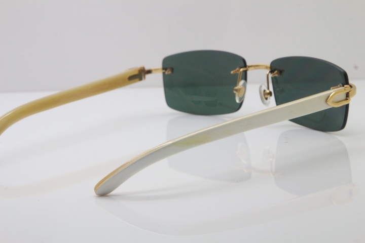 Hot Cartier CT 8200757 Rimless Original White Genuine Natural  Sunglasses Size:56