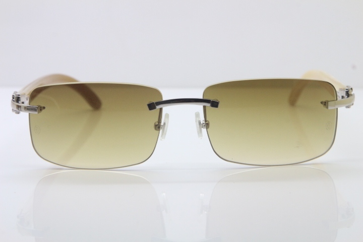 Hot Cartier CT 8200757 Rimless Original White Genuine Natural  Sunglasses Size:56