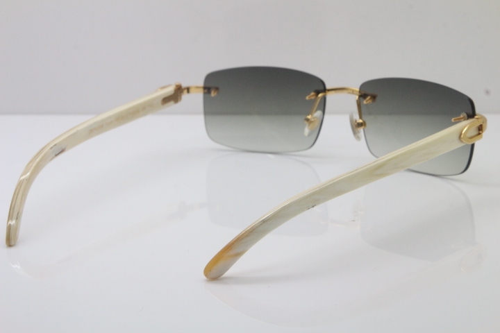 Hot Cartier CT 8200757 Rimless Original White Genuine Natural  Sunglasses Size:56