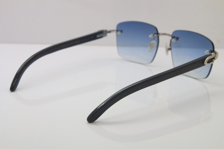 Wholesale High-end brand Carter CT8300816 Rimless Original Black Buffalo Horn Sunglasses in Gold Brown Lens Hot