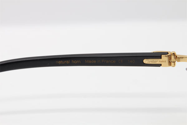 Hot Cartier CT 5124018 18K Gold Rimless Genuine Natural Sun Glasses Black Buffalo Horn Sunglasses in Gold Brown Lens Hot