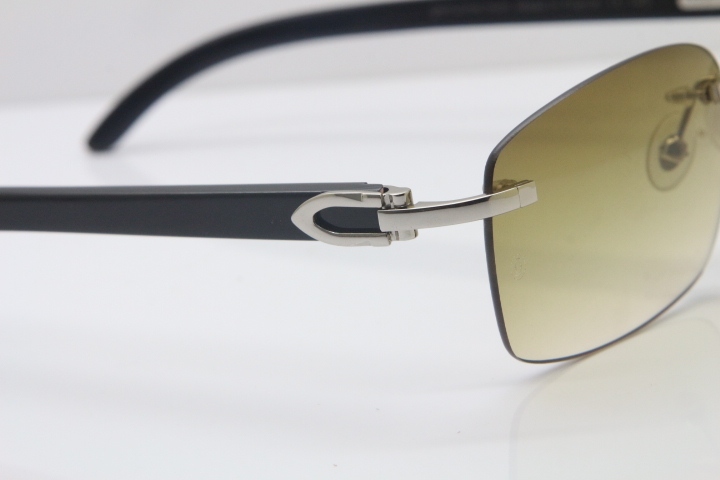 Hot Cartier CT 8200759 18K Gold Rimless Sun Glasses Black Buffalo Horn Sunglasses 8200760 Silver Brown Lens