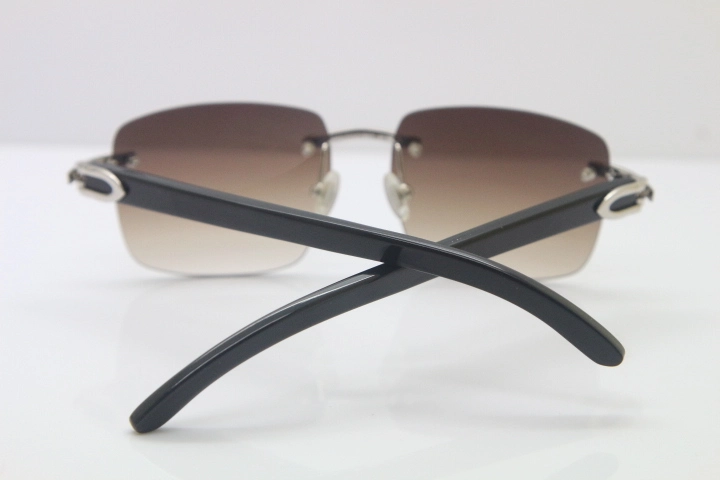 Wholesale High-end brand Carter CT8300816 Rimless Original Black Buffalo Horn Sunglasses in Gold Brown Lens Hot