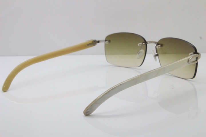 Wholesale Cartier CT 8200759 18K Gold Rimless Sun Glasses White Genuine Natural Sunglasses 8200760 Gold Brown Lens