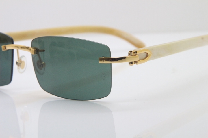 Hot Cartier CT 8200757 Rimless Original White Genuine Natural  Sunglasses Size:56