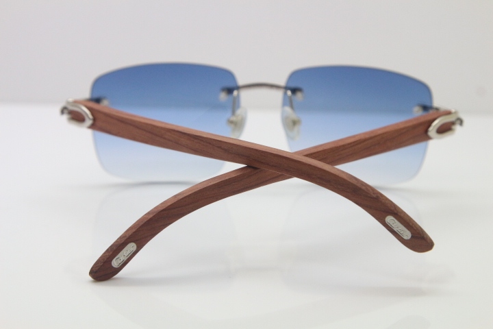 Cartier T8300816 Rimless Original Wood Sunglasses in Gold Brown Lens Hot