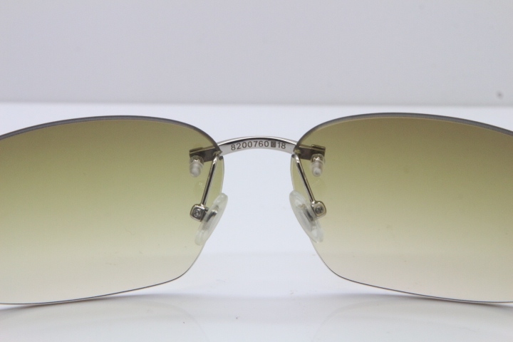 Hot Cartier CT 8200759 18K Gold Rimless Sun Glasses Black Buffalo Horn Sunglasses 8200760 Silver Brown Lens