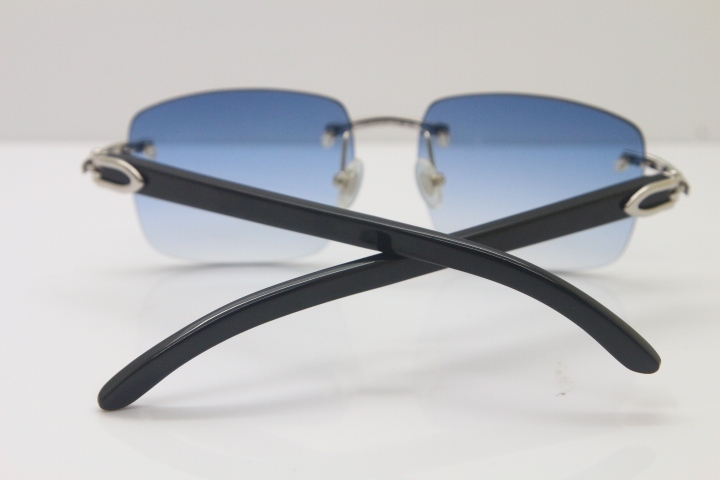 Wholesale High-end brand Carter CT8300816 Rimless Original Black Buffalo Horn Sunglasses in Gold Brown Lens Hot