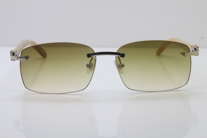 Wholesale Cartier CT 8200759 18K Gold Rimless Sun Glasses White Genuine Natural Sunglasses 8200760 Gold Brown Lens