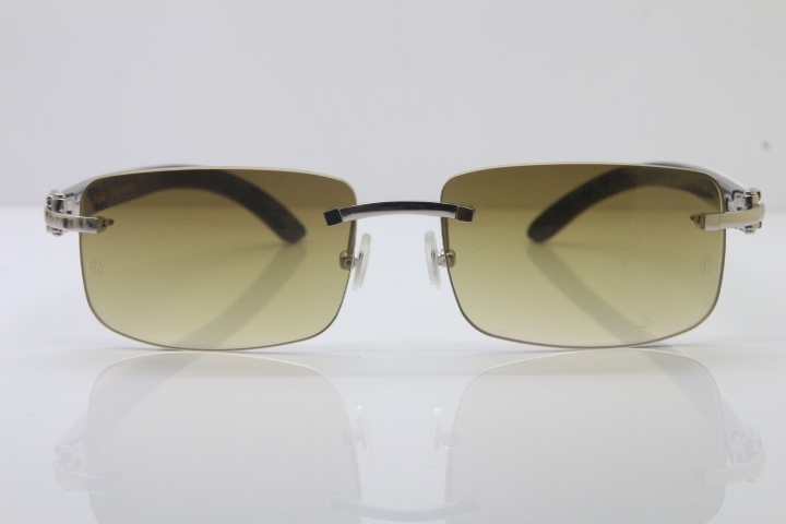 Hot Cartier CT 8200757 Rimless Sun Glasses Original White Inside Black Buffalo Horn Sunglasses 8200758 Gold Brown Lens